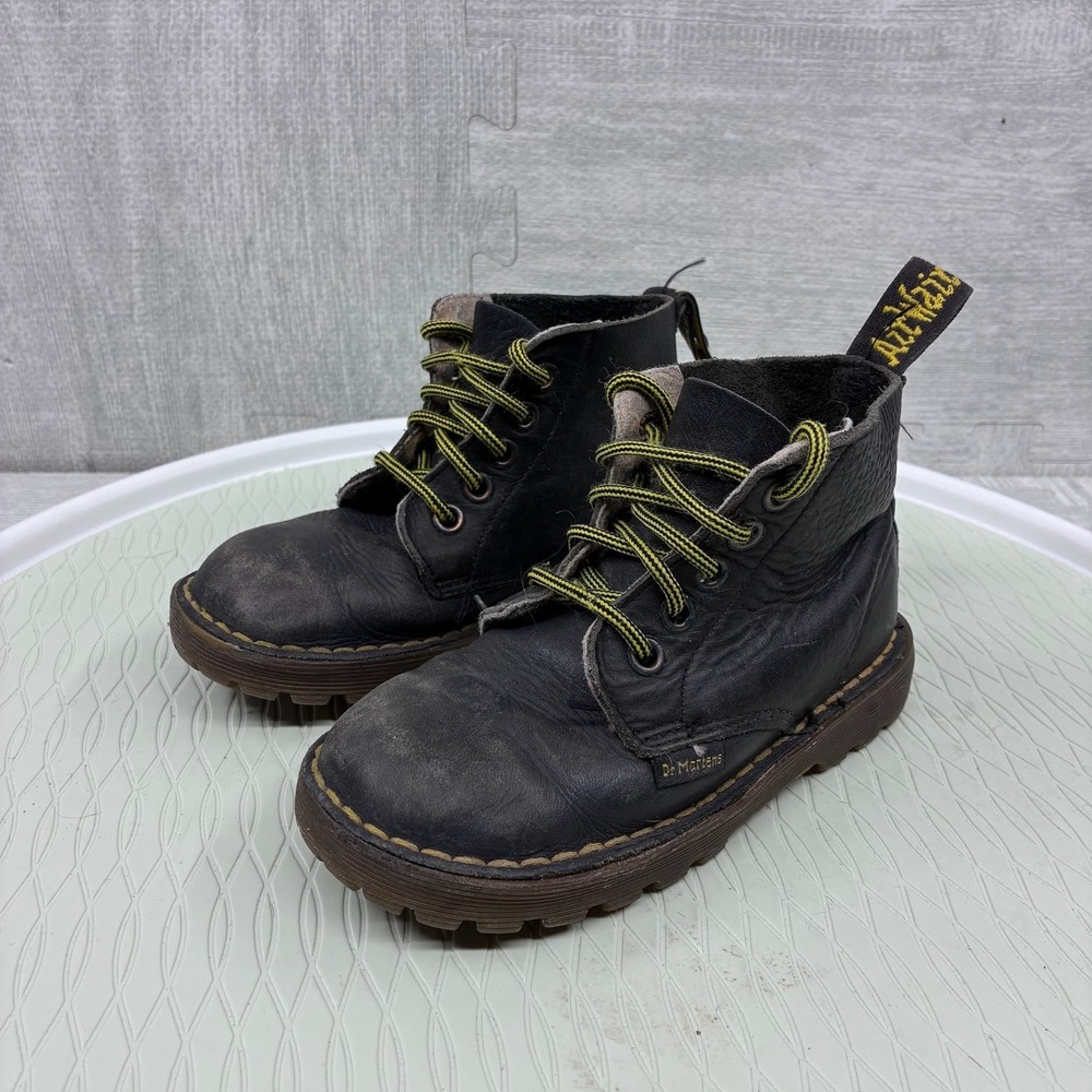 Dr Doc Martens Boots Kids Youth‎ Size 1 Brown Leather Lace Up England Made